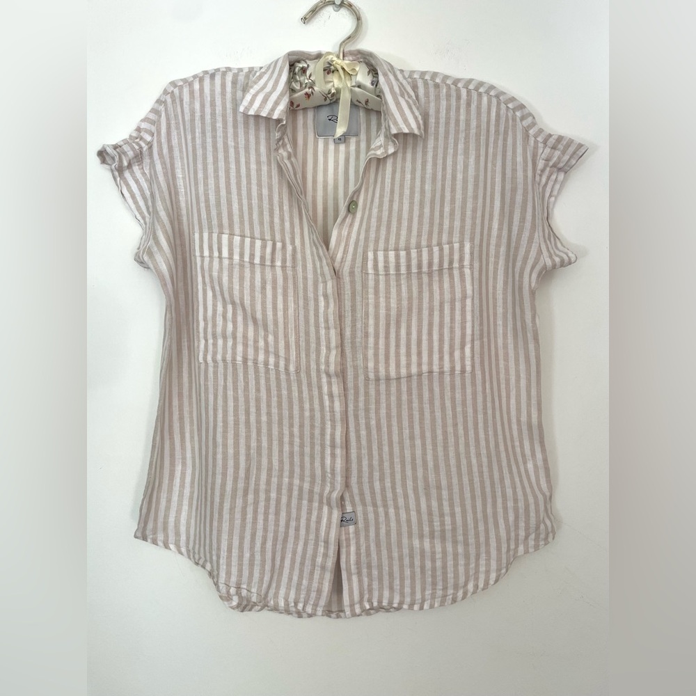 Rails Cito Shirt Shore Stripe linen blend top button down - Picture 6 of 11